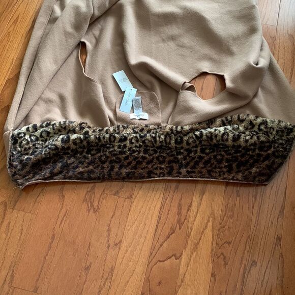 Le Moda NWT Open Front vest with faux fur animal print collar XL-XXL - Picture 7 of 8